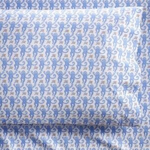 COPY - Potterybarn Roller Rabbit Monkey Organic Sheet Set Blue Twin XL